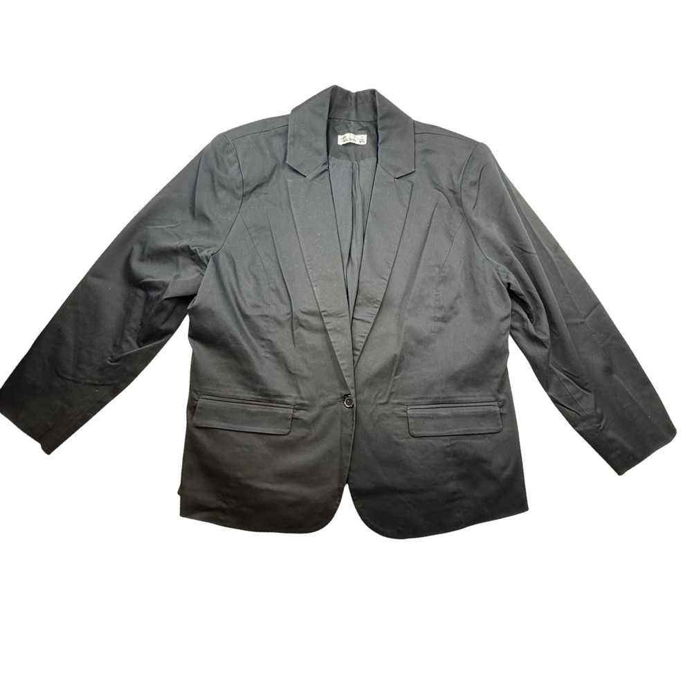 89th + Madison Black Blazer Jacket Plus Size 1X One Button Suit Career‎ office